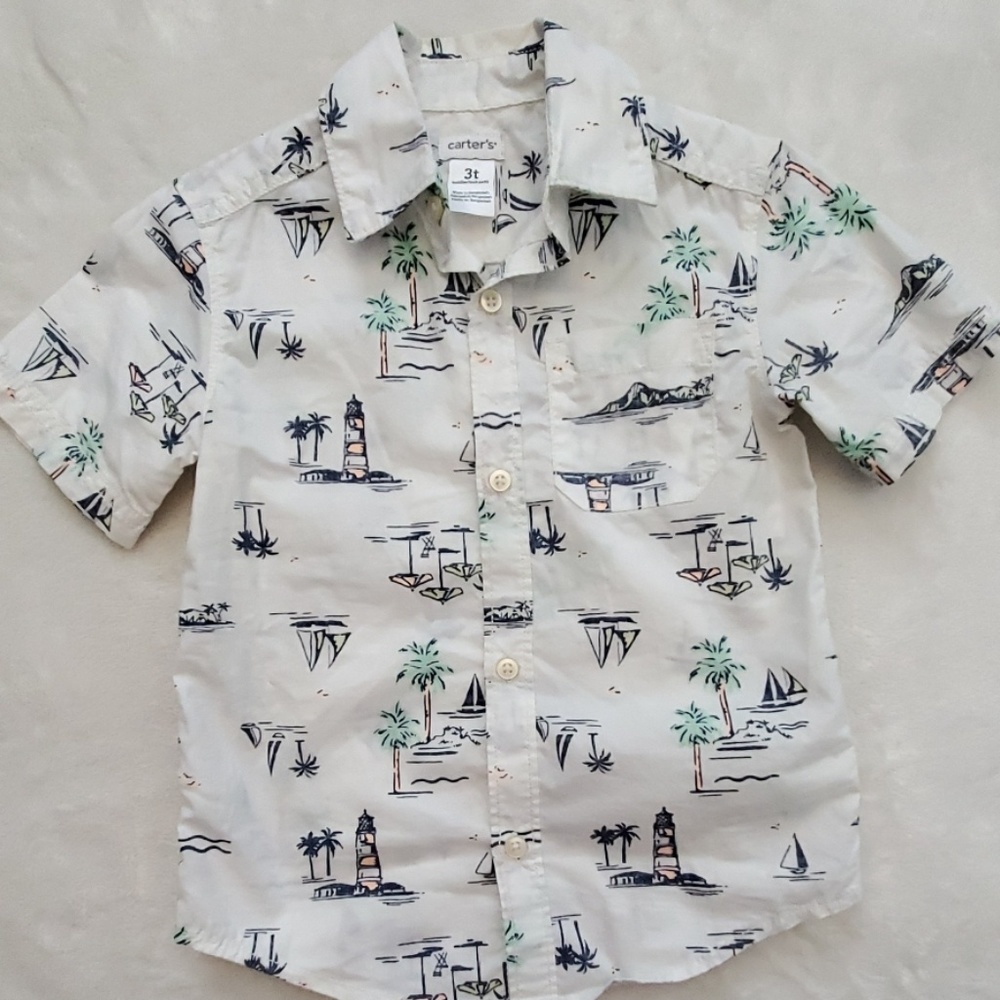 Carter's Boys baha print short sleeve collar shirt